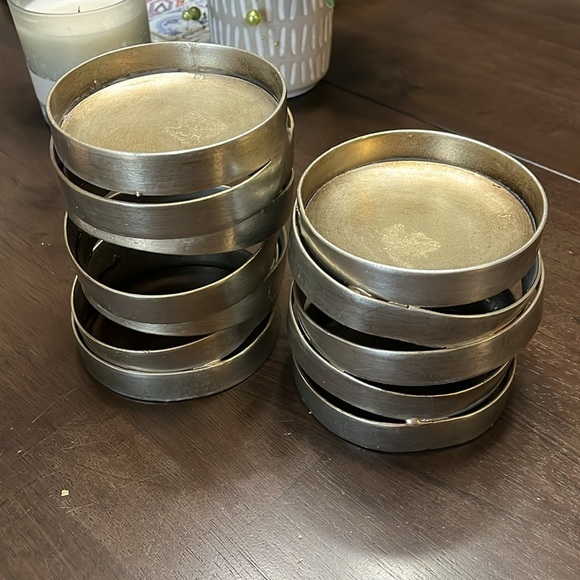 2 Uttermost Industrial Candle Holders Rustic Metal Twist Contemporary 4.5”W - Picture 3 of 15